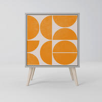 SIDEBOARD RECURRING DREAMS, Grau, 57,5x42x77,5 cm, Schräge Buchenholzfüße - Buchefarben/Multicolor, Holzwerkstoff/Buchenholz (57.5/77.5/42cm) - SpaceRebels