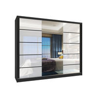 SCHWEBETÜRENSCHRANK Verona MGB, Schwarz/Weiß Hochglanz, 232 cm, mit Spiegel - Weiß, Holz (232/216/60cm) - B BELINI GROUP