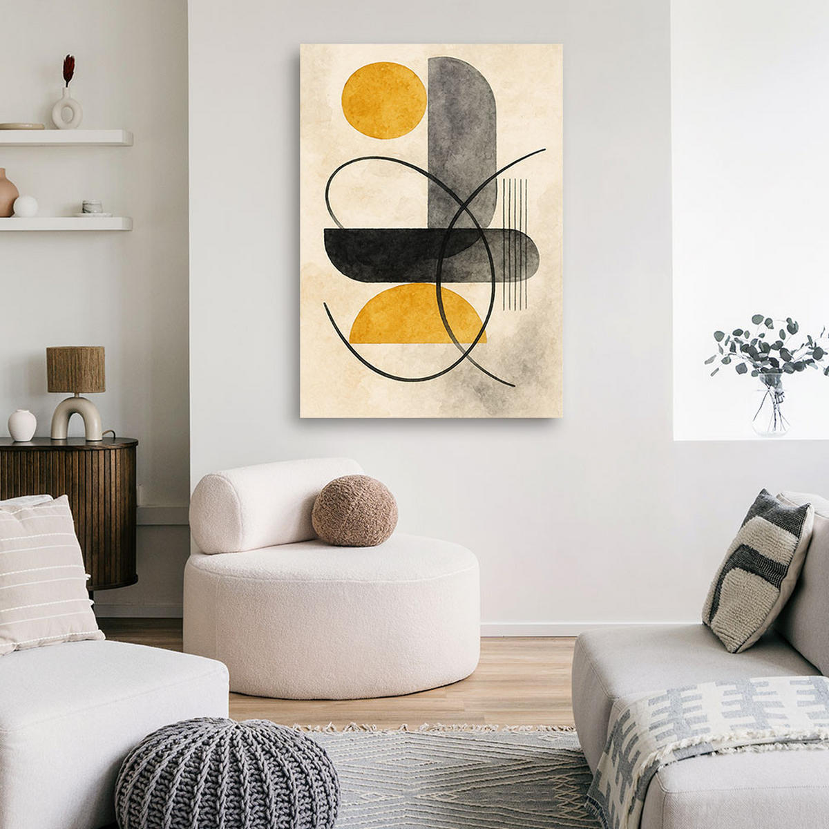 LEINWANDBILD Abstraktion 80x120cm - Beige, Textil (80/120cm) - Feeby