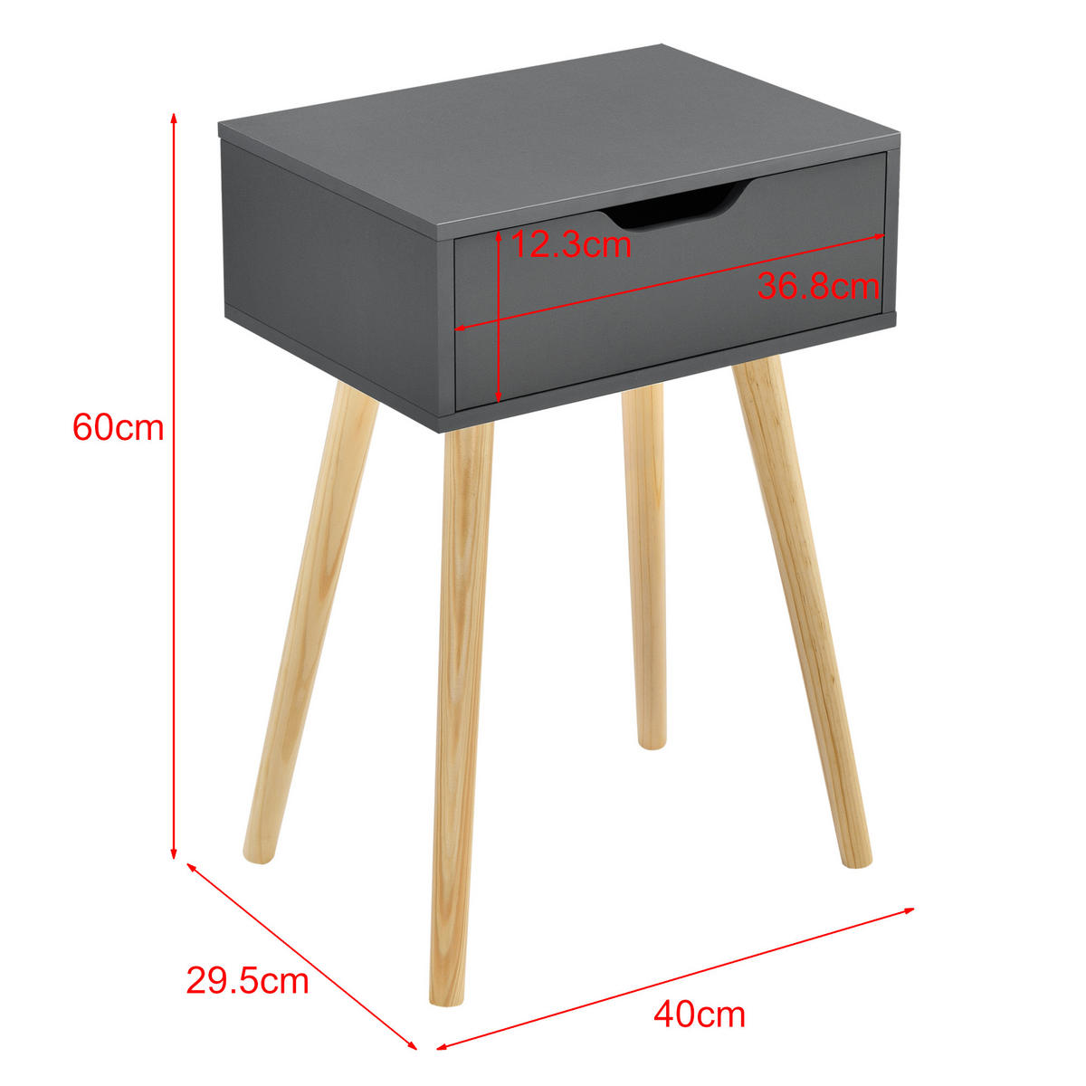 BEISTELLTISCH-SET 2 TLG. Östersund - Dunkelgrau/Naturfarben, Holz/Holzwerkstoff (29.5/40/60cm) - [en.casa]