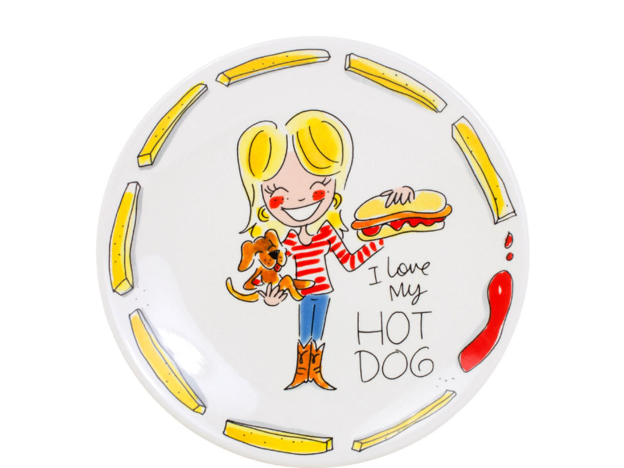 FRÜHSTÜCKSTELLER Hot Dog in Bunt - 22cm - Multicolor, Keramik (21.8/21.8/2.5cm) - Blond Amsterdam