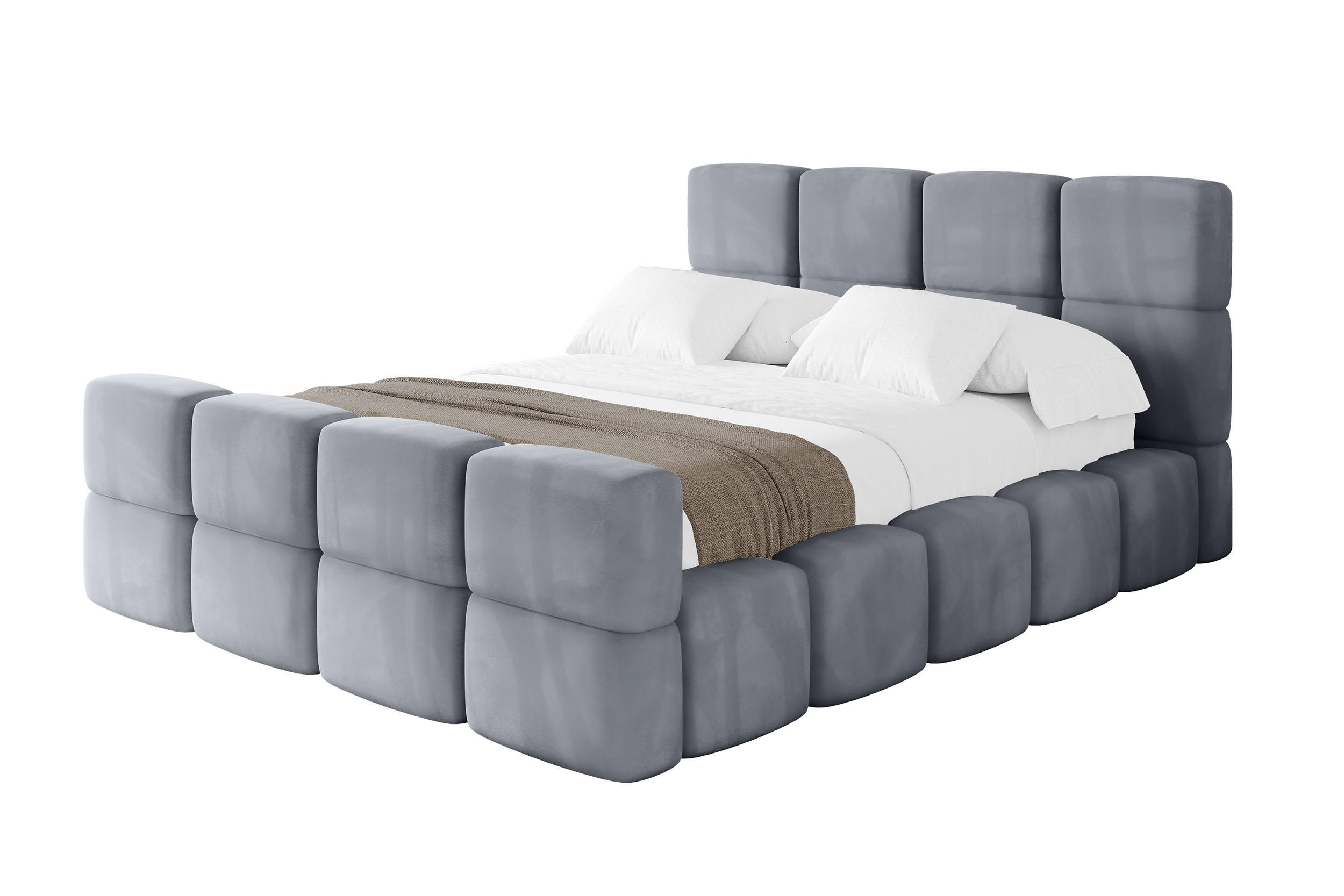 POLSTERBETT mit Bettkasten und Lattenrost, Bett mit Kopfteil, Boxbett ohne Matratze, Doppelbett mit Stauraum - NATA-Z 120x200 Grau - Grau, Holzwerkstoff/Textil (120/200cm) - ALTDECOR