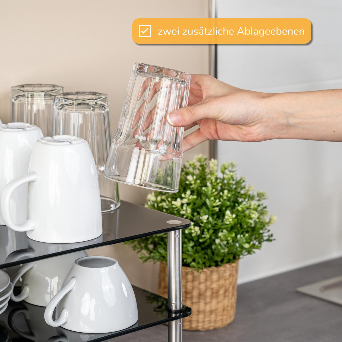 GLAS-KÜCHENREGAL schwarz - Schwarz, Glas (32/21/28cm) - bremermann