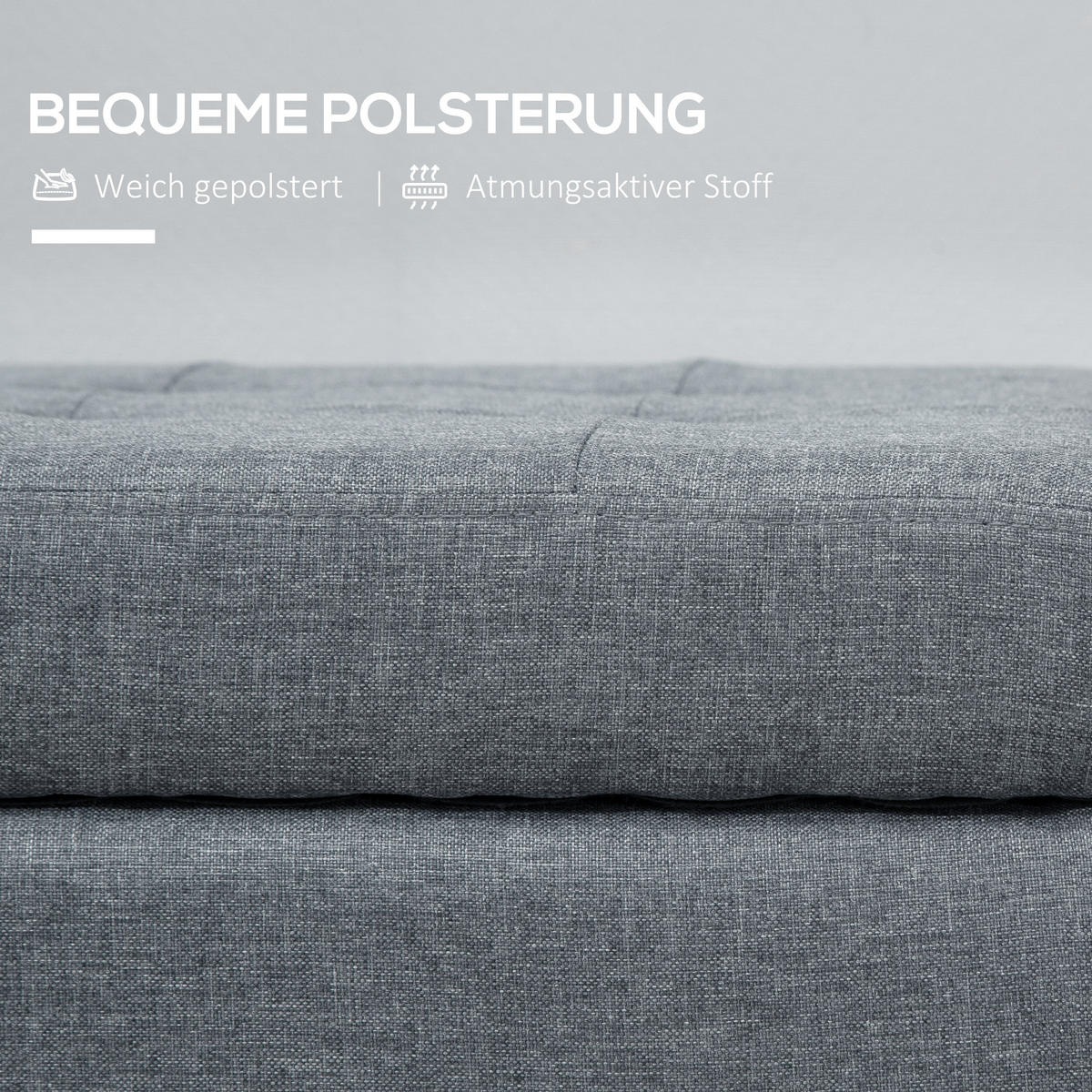 SITZBANK, Polsterbank mit Stauraum, Bettbank mit Deckel, Leinenoptik, Grau - Grau, Kunststoff (49/41.5/125cm) - HOMCOM