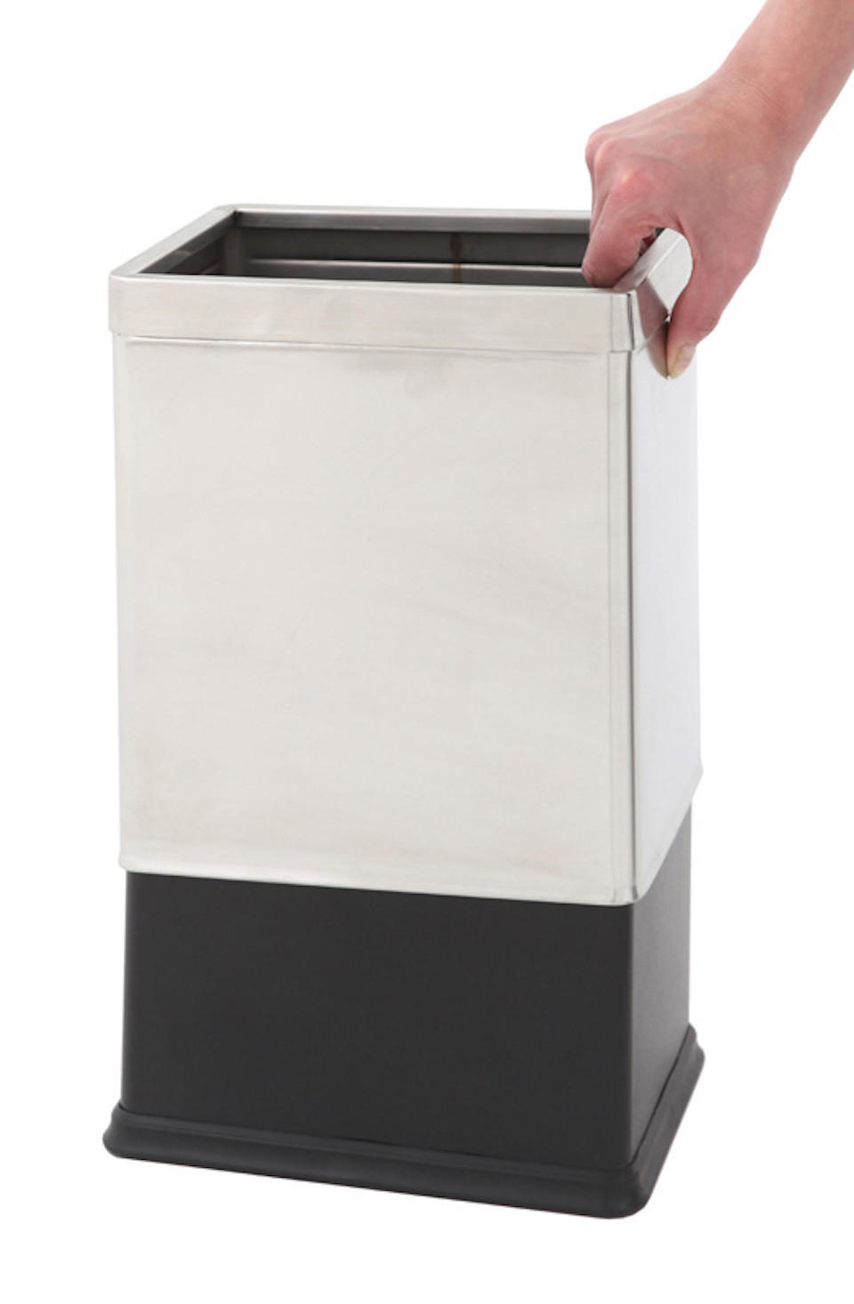 MÜLLEIMER Doppelwandiger Eckiger Edelstahl 10 Liter 27,5 x 16,5 x 22,5 cm Silber - Silberfarben, Metall (16.5/27.5/22.5cm) - PROREGAL