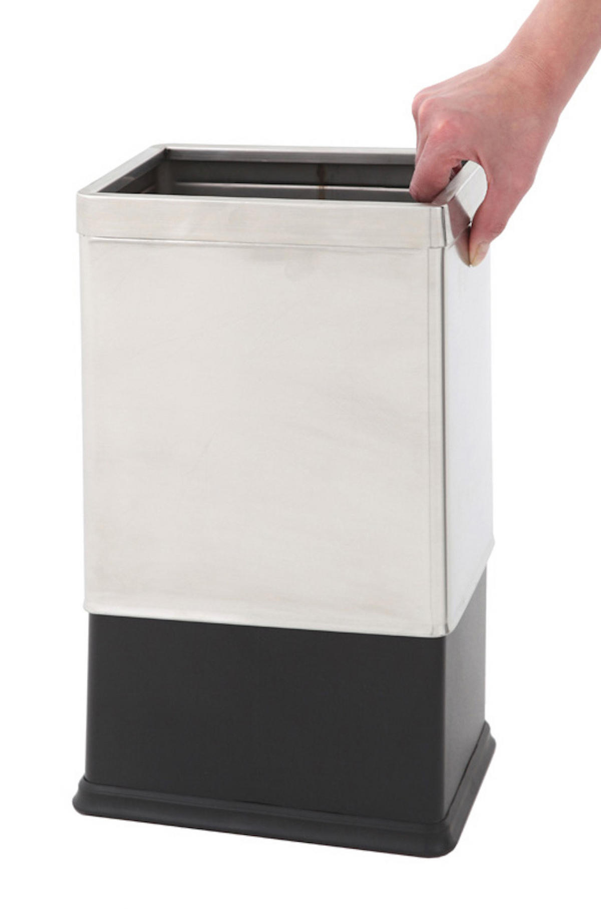 MÜLLEIMER Doppelwandiger Eckiger Edelstahl 10 Liter 27,5 x 16,5 x 22,5 cm Silber - Silberfarben, Metall (16.5/27.5/22.5cm) - PROREGAL