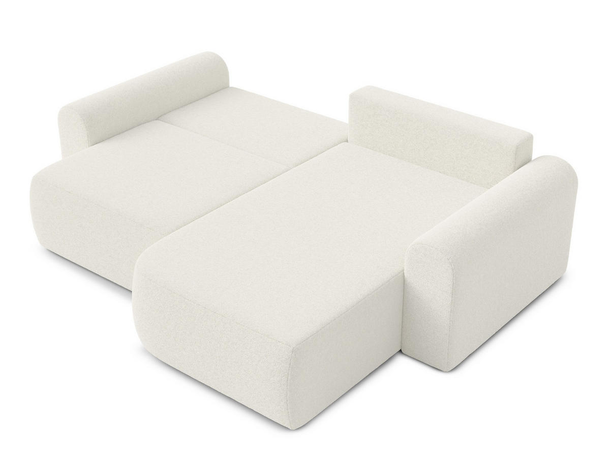 ECKSOFA L Form Otterton Creme 250/180/95 cm Rechts mit Schlaffunktion - Creme/Schwarz, Kunststoff/Textil (250/180cm) - AX Living
