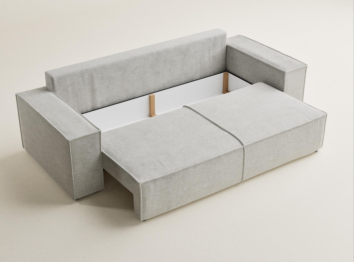 SOFA MIT SCHLAFFUNKTION Milos Grau Chenille-Stoff - Schwarz/Grau, Holz/Holzwerkstoff (255/70/105cm) - Maison de Reve