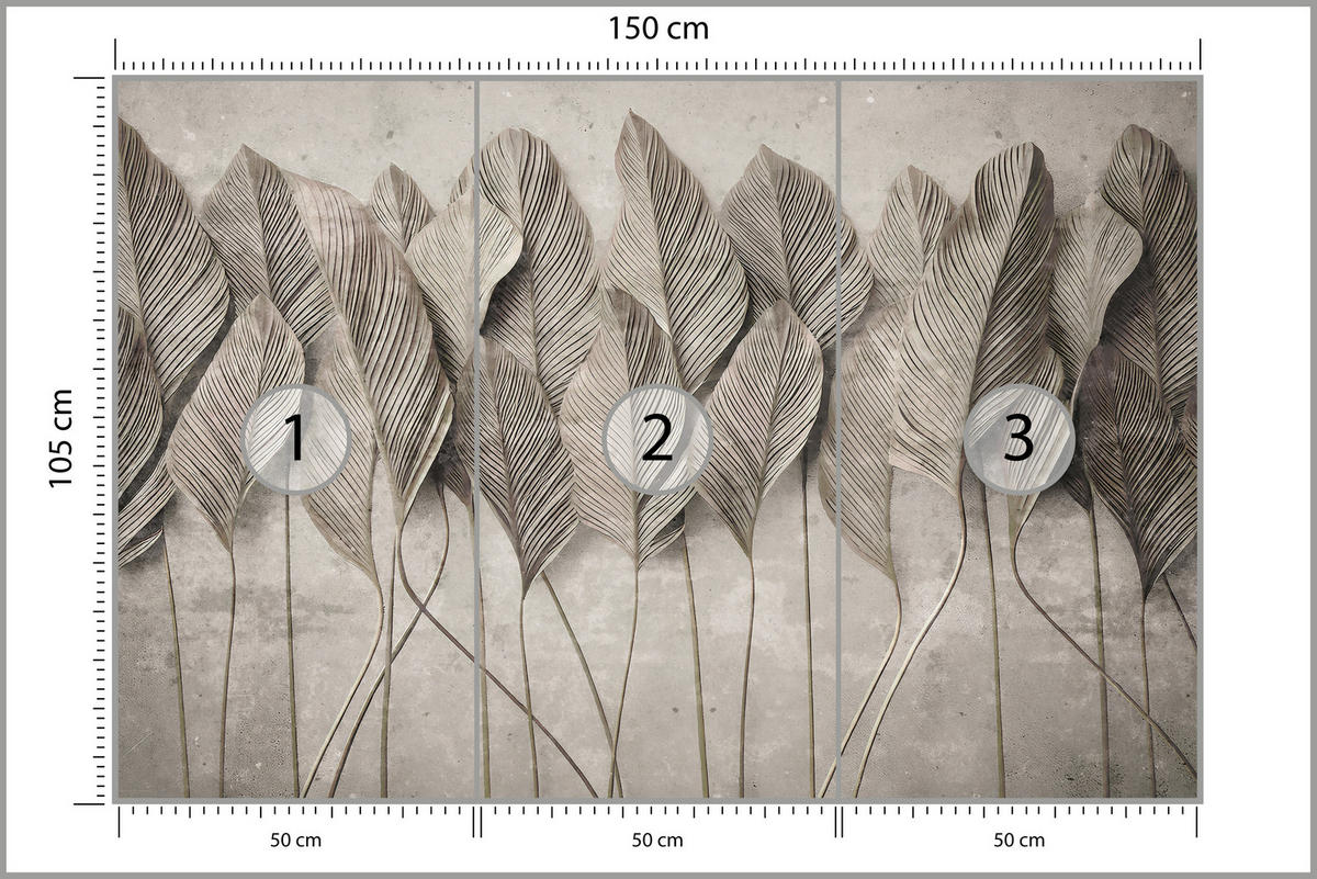 FOTOTAPETE Ranken Laub Sepia Vertikal Natürlich Vintage 150x105 - Grau, Papier (150/105cm) - Muralo