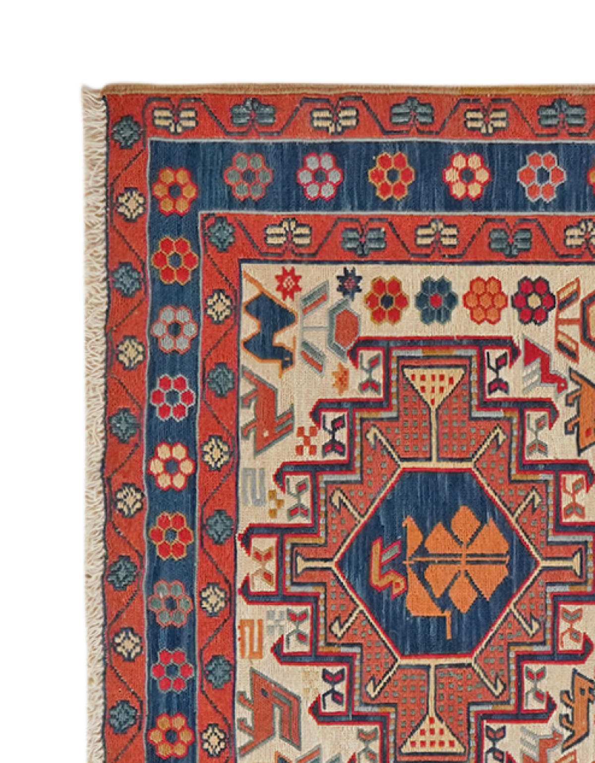 HANDWEBTEPPICH Sumak Shahsavan Beige 95/79 cm Baumwolle - Beige, Textil (79/95cm) - Looma