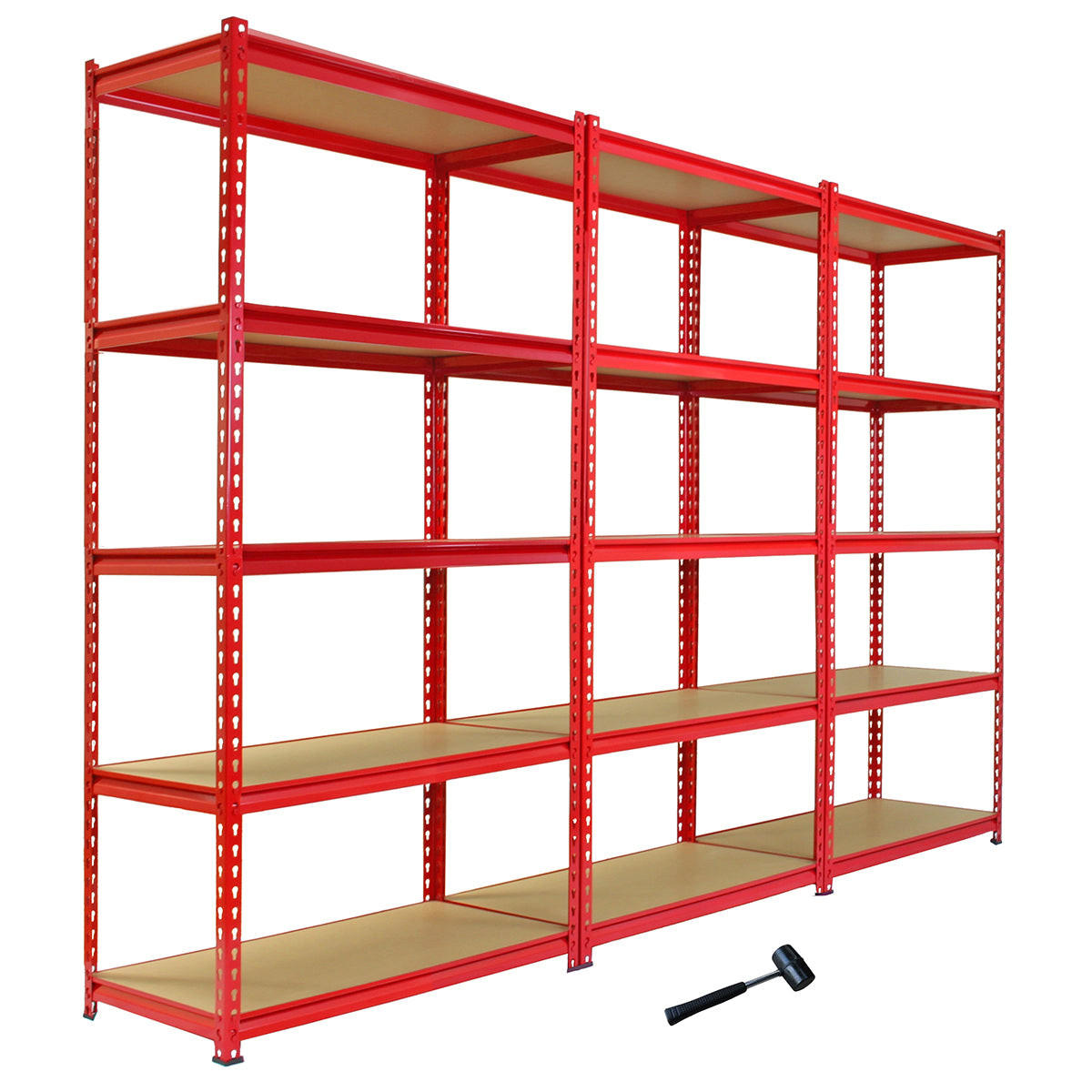 LAGERREGAL 3 x Z-Rax Rot 90cm mit Gratis Gummihammer - Rot, Metall (90/180/45cm) - Monstershop
