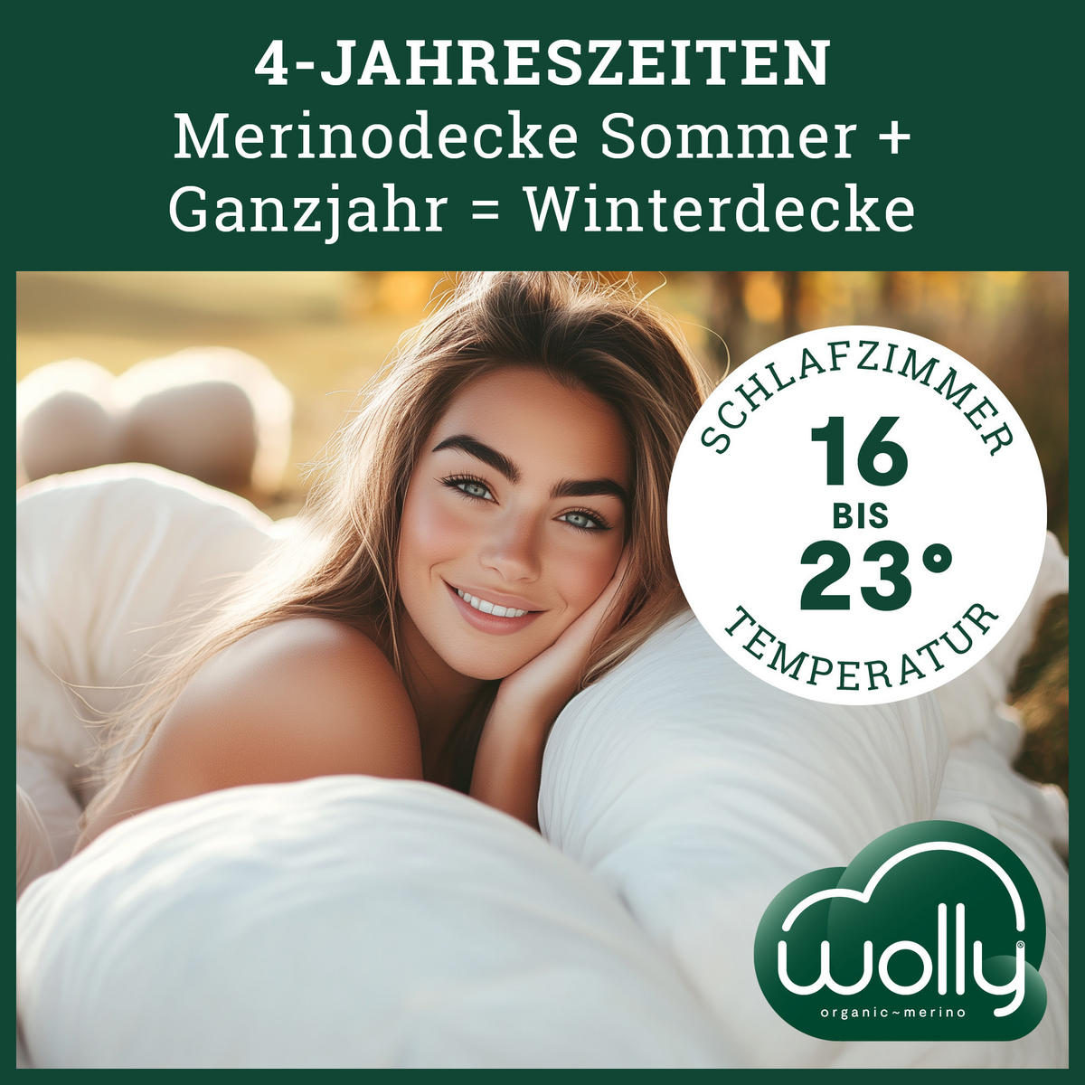 4-JAHRESZEITEN-BETTDECKE MERINOWOLLE Schurwolle medium - Weiß, Naturmaterialien (135/200cm) - wolly