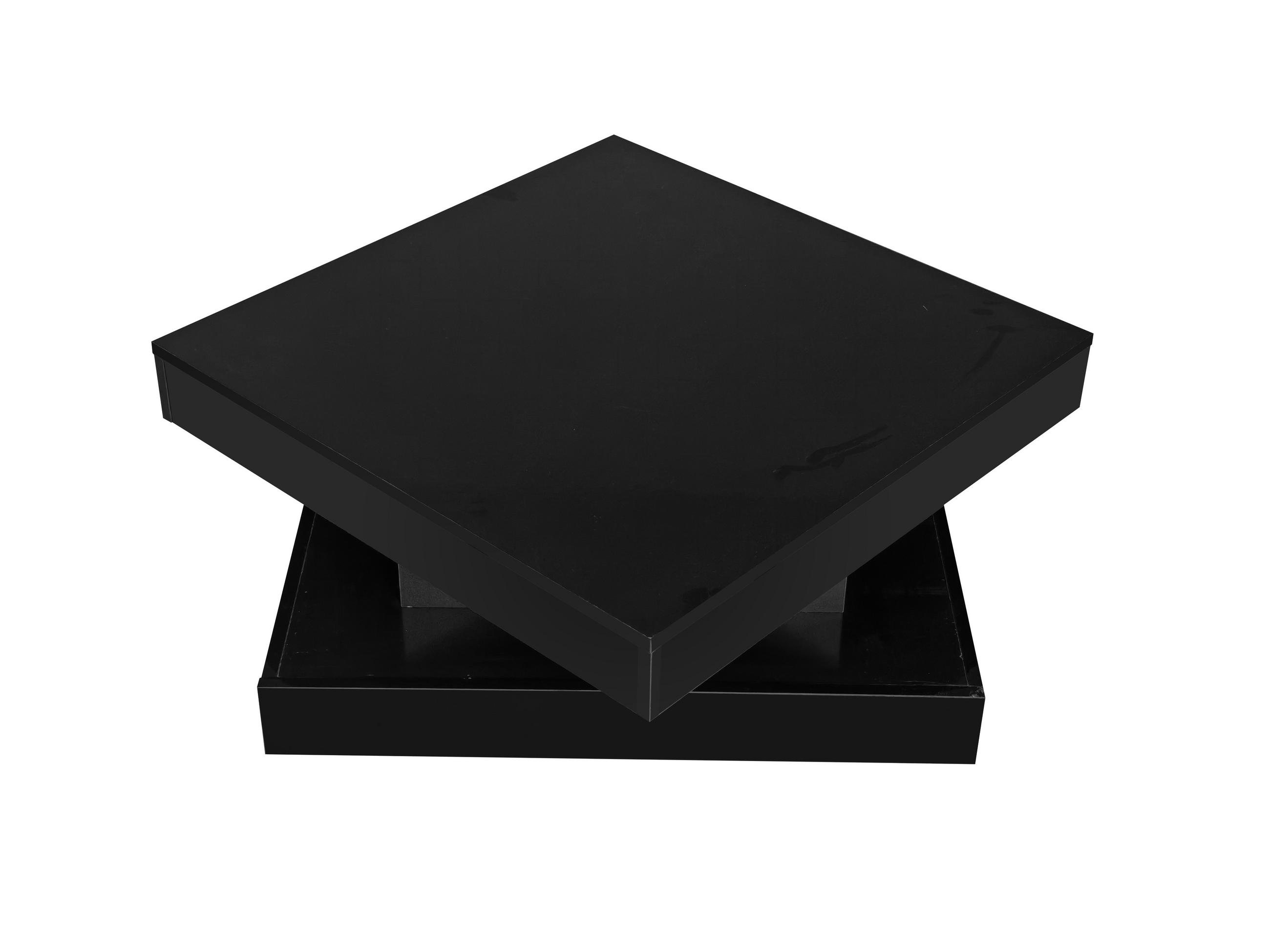 COUCHTISCH Schwarz 360° drehbar LED 70x70x36cm Hochglanz - Schwarz, Holzwerkstoff (70/70/36cm) - FLIEKS