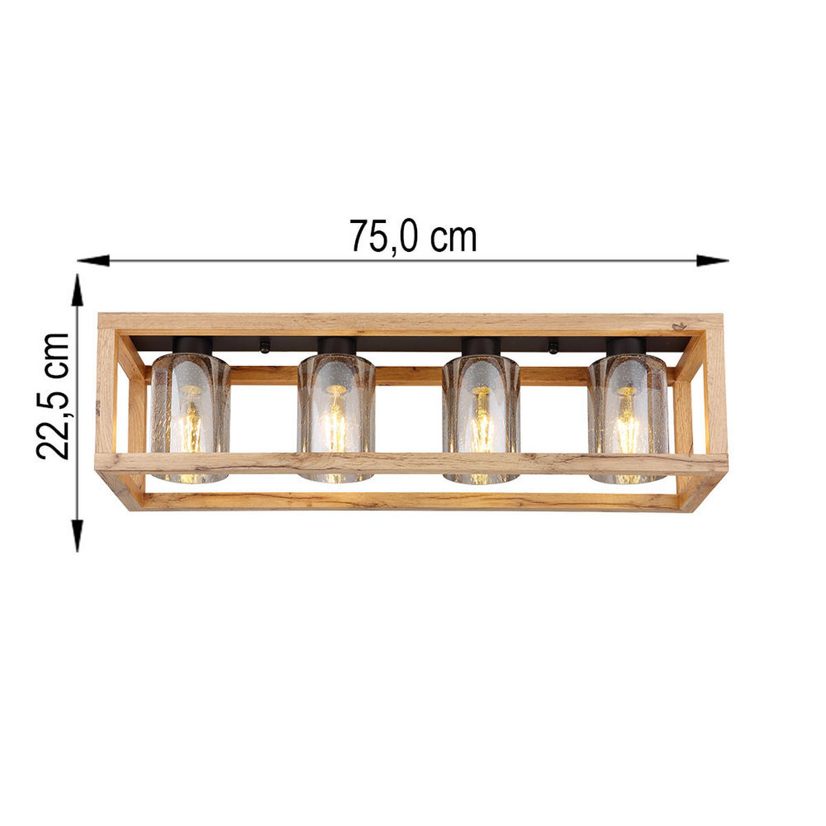 DECKENLEUCHTE Holzoptik Braun - Braun, Glas (75/20/22.5cm) - Globo Lighting