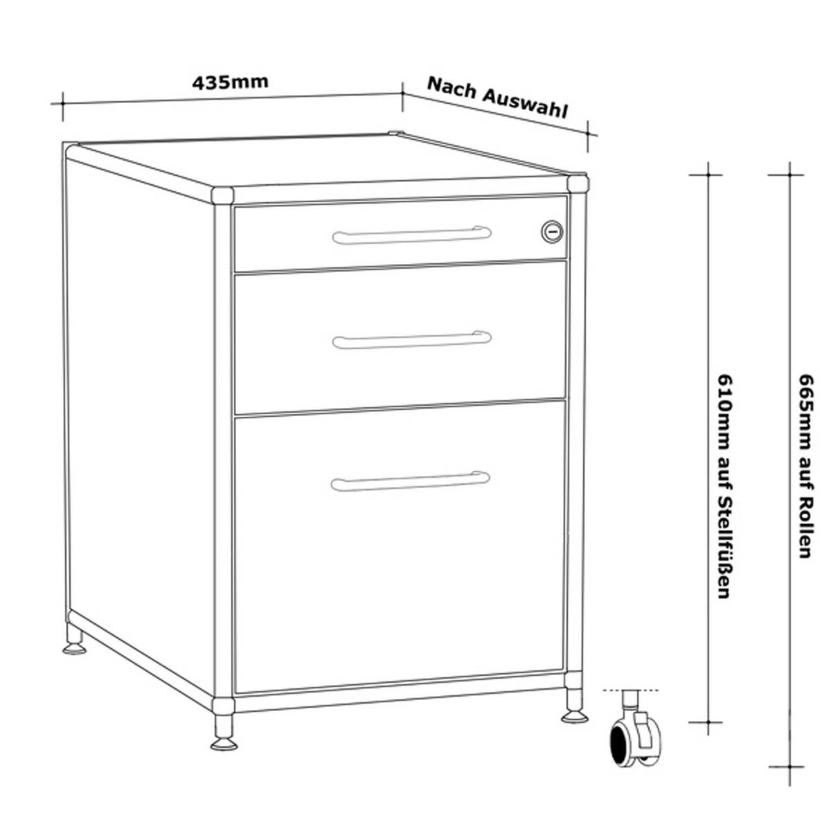 BÜRO-STANDCONTAINER Holz, 60 cm, 3 Schubladen, 1 Hängeregistratur, Weiß - Chromfarben/Silberfarben, Holzwerkstoff/Metall (60/61/60cm) - Versee