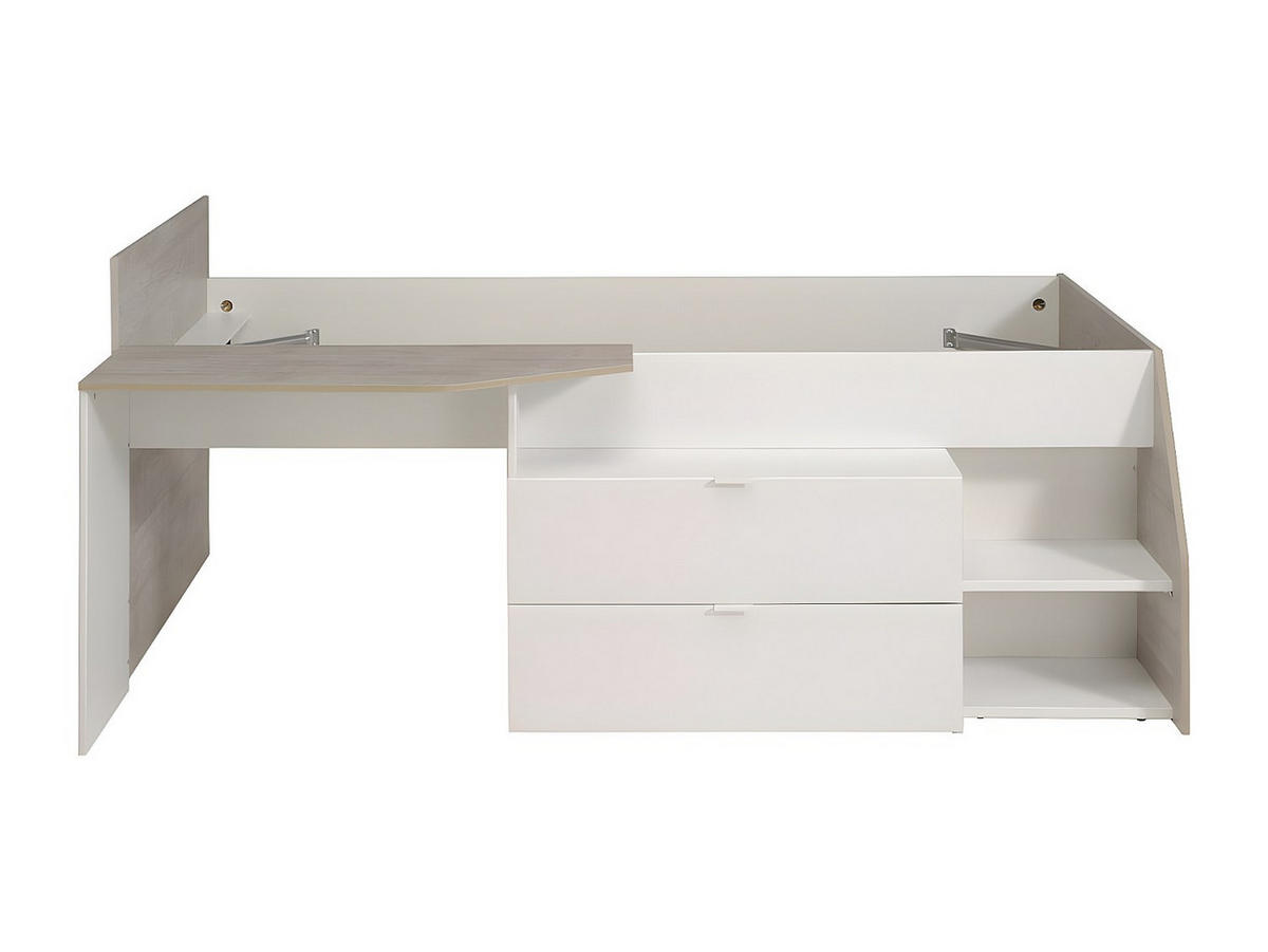 HOCHBETT Milky 1 in Weiß und Grey Loft 90 x 200 cm - Hellgrau/Weiß, Holz (90/200cm) - Parisot Meuble