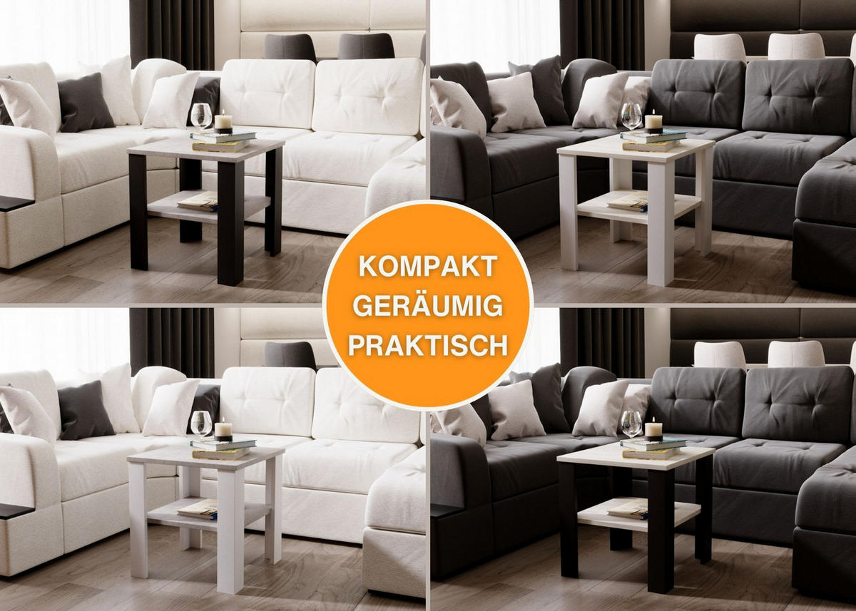 COUCHTISCH Lara53 53/47/53 - Schwarz/Grau, Holzwerkstoff (53/53/47cm) - RAUMHIRSCH FURNITURE