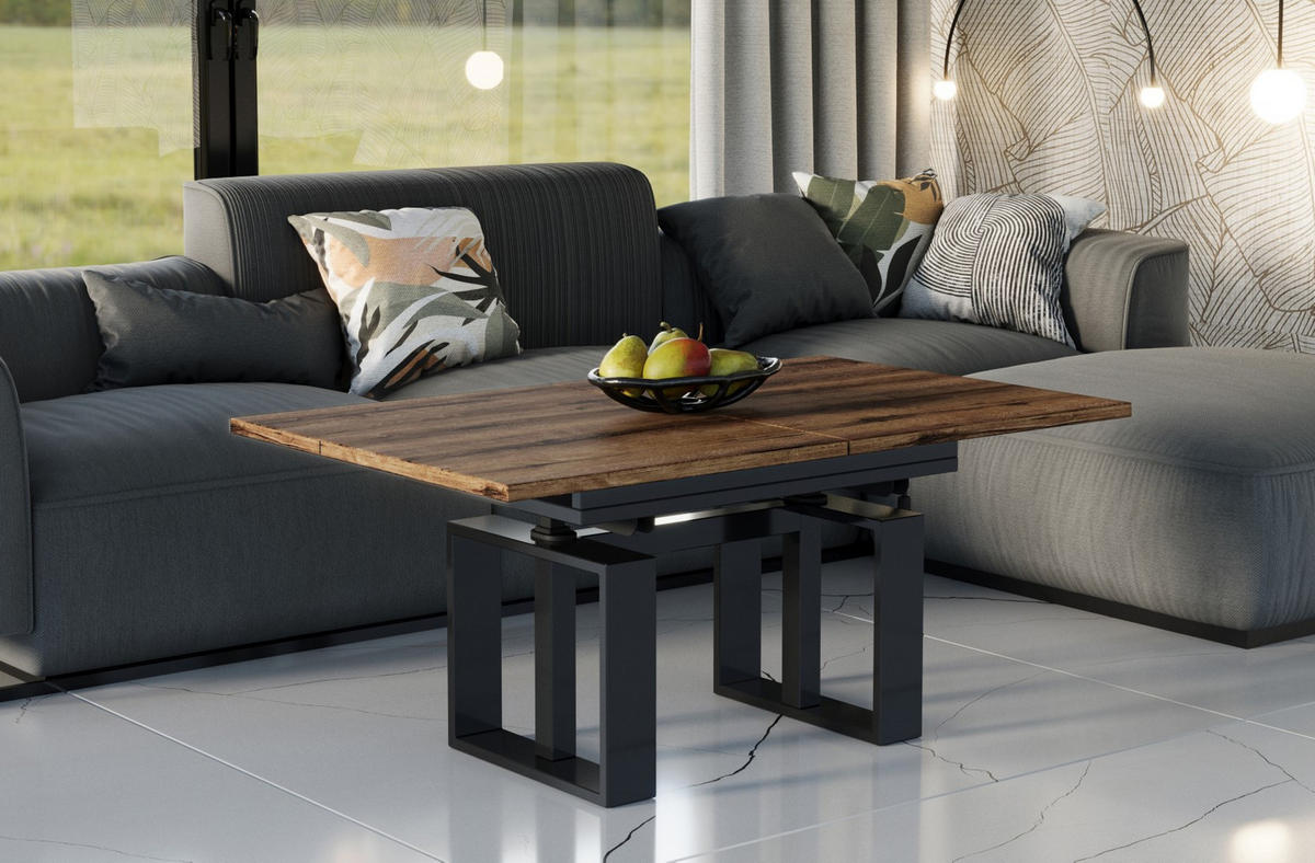 COUCHTISCH Empoli höhenverstellbar, ausziehbar bis 170 cm - Mooreichefarben, Holzwerkstoff (110/65/58cm) - Endo-Moebel
