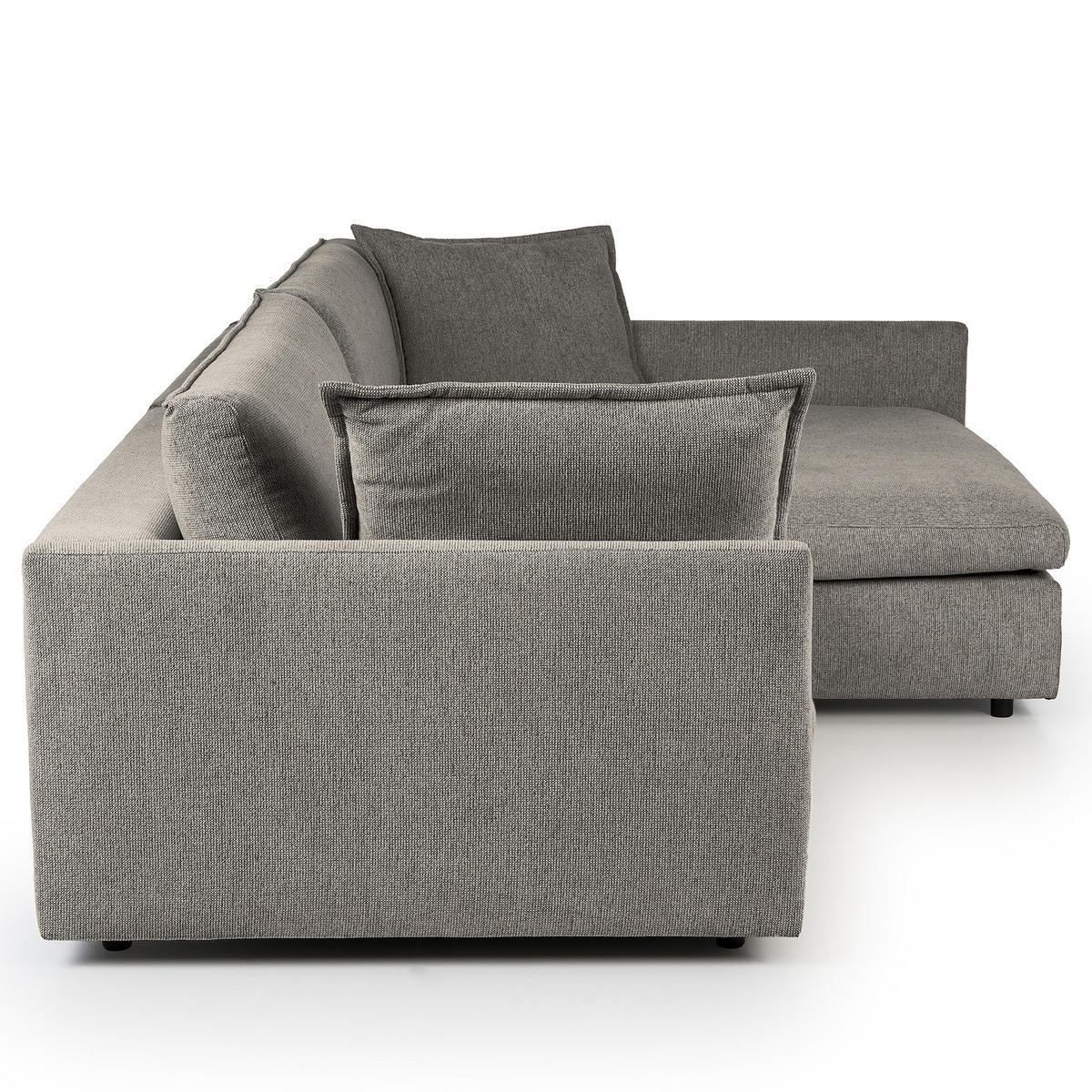 ECKSOFA mit Longchair - Schwarz/Grau, Kunststoff/Textil (290/183cm) - home24