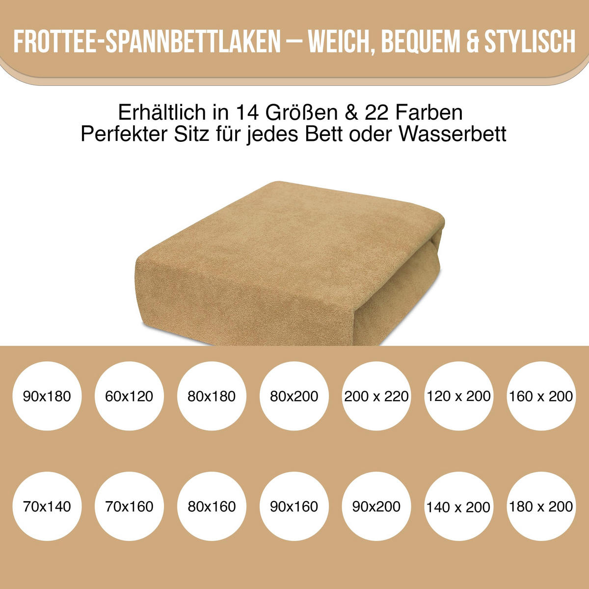 SPANNBETTLAKEN 90/180 cm, Jersey Elastisch 100 % Baumwolle Beige - Beige, Textil (90/180cm) - Best For Home