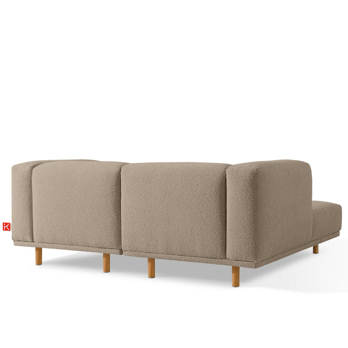 ECKSOFA-LINKS FOSERO, Bouclé - Greige/Buchefarben, Holz/Holzwerkstoff (204/155cm) - KONSIMO®