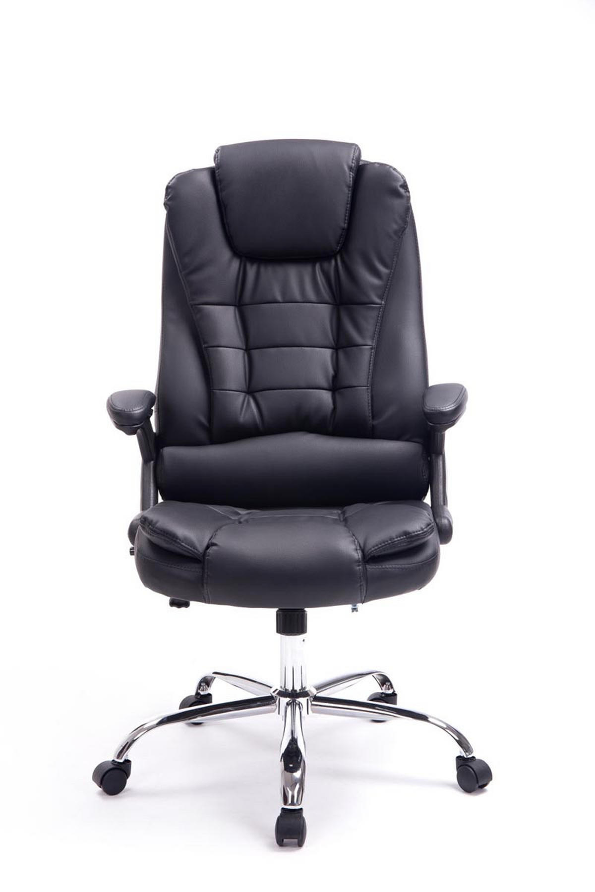 CHEFSESSEL Lederlook schwarz - Chromfarben/Schwarz, Textil/Metall (69.5/113/78cm) - CLP