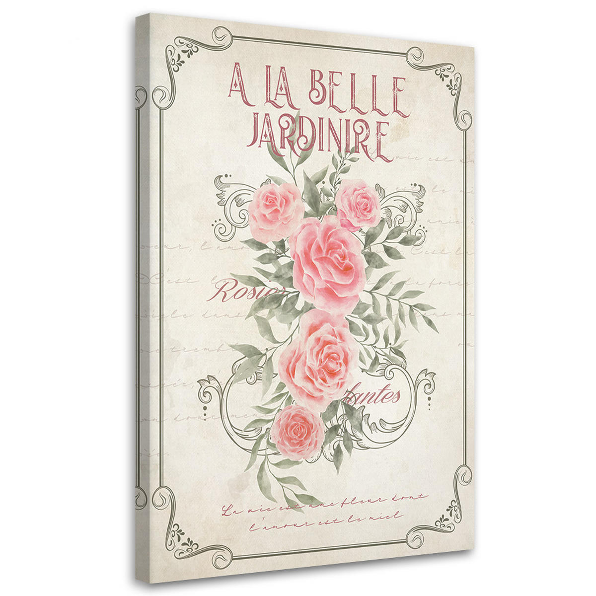 WANDBILD shabby chic rosenblüten - Pink, Textil (40/60cm) - Feeby