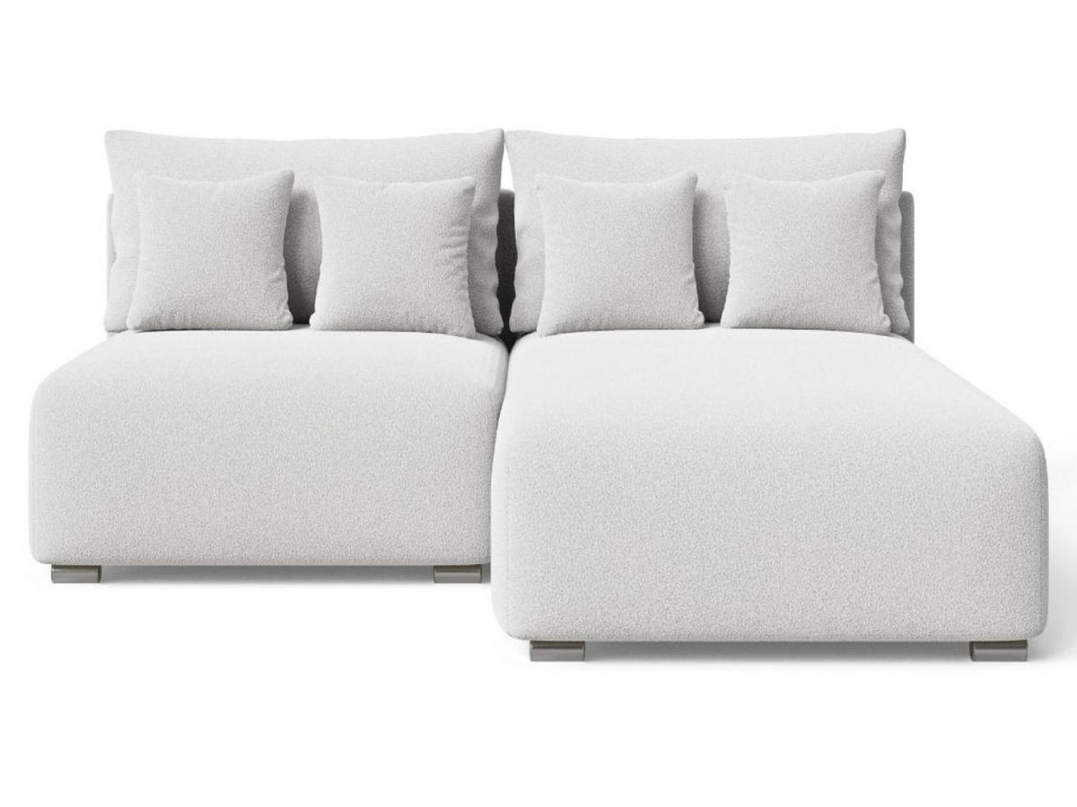 ECKSOFA Ronni Bouclé-Stoff Weiß Rechts - Weiß, Holz/Textil (206/190cm) - Graingold