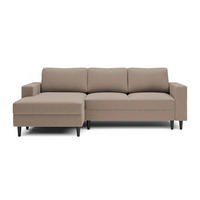 ECKSOFA Nalika Dunkelbeige Velours - Schwarz/Mokka, Holz/Textil (230/143cm) - Selsey