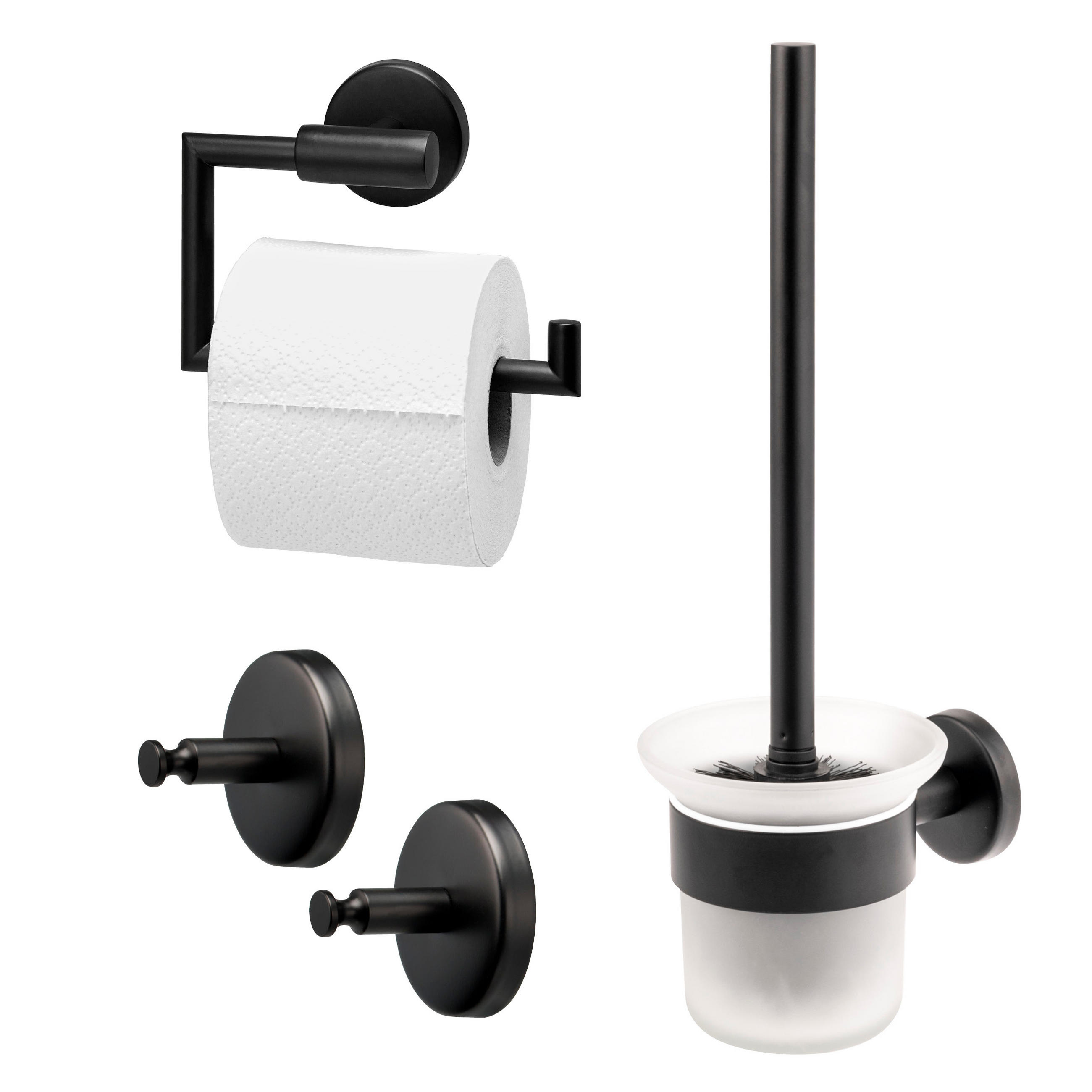 bremermann Badezimmer-Zubehör-Set Schwarz 14.5x35x11 cm