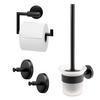 BADEZIMMER-ZUBEHÖR-SET PIAZZA BLACK 3tlg, Edelstahl, schwarz - Schwarz, Metall (14.5/35/11cm) - bremermann