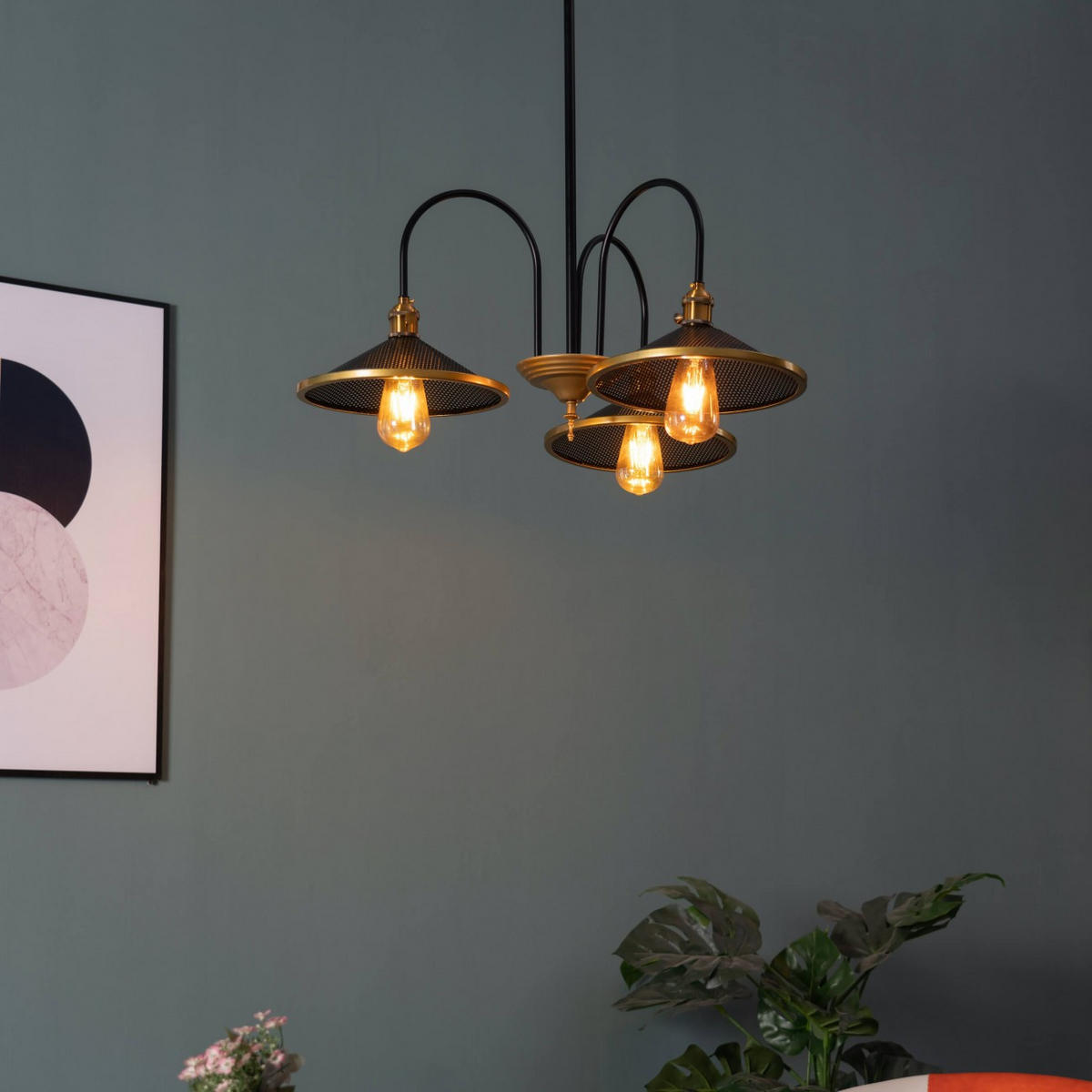 HÄNGELEUCHTE HYPNOS, Gold / Messing, 115cm - Goldfarben, Metall (63/63/115cm) - KOSILUM