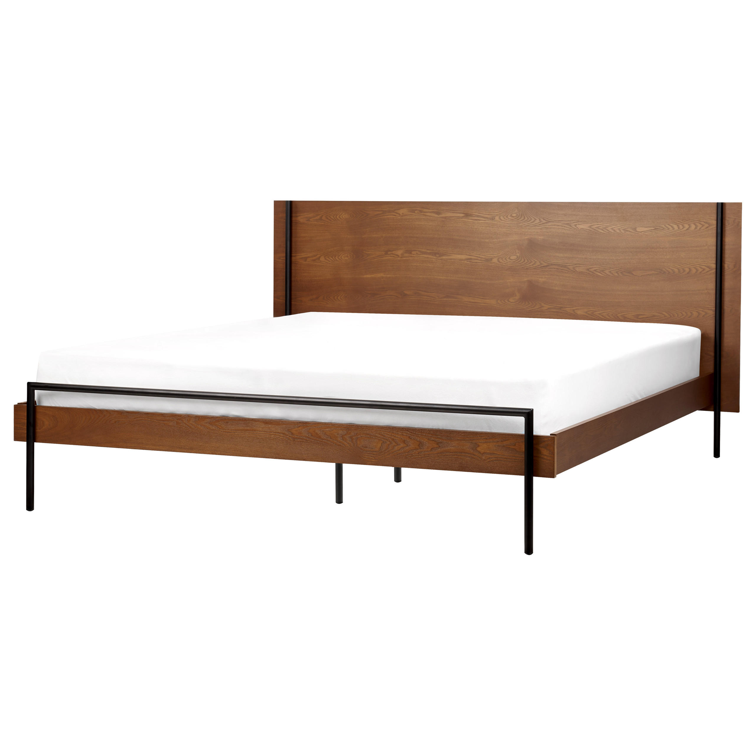 BETT mit Lattenrost 180x200 cm Dunkler Holzfarbton Libermont - Dunkelbraun, Holzwerkstoff (180/200cm) - Beliani