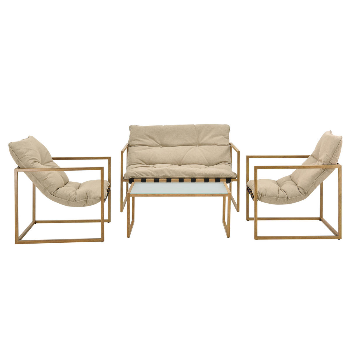 GARTENMÖBEL-SET 4 TLG. Dallas - Beige/Braun, Textil/Metall - casa.pro