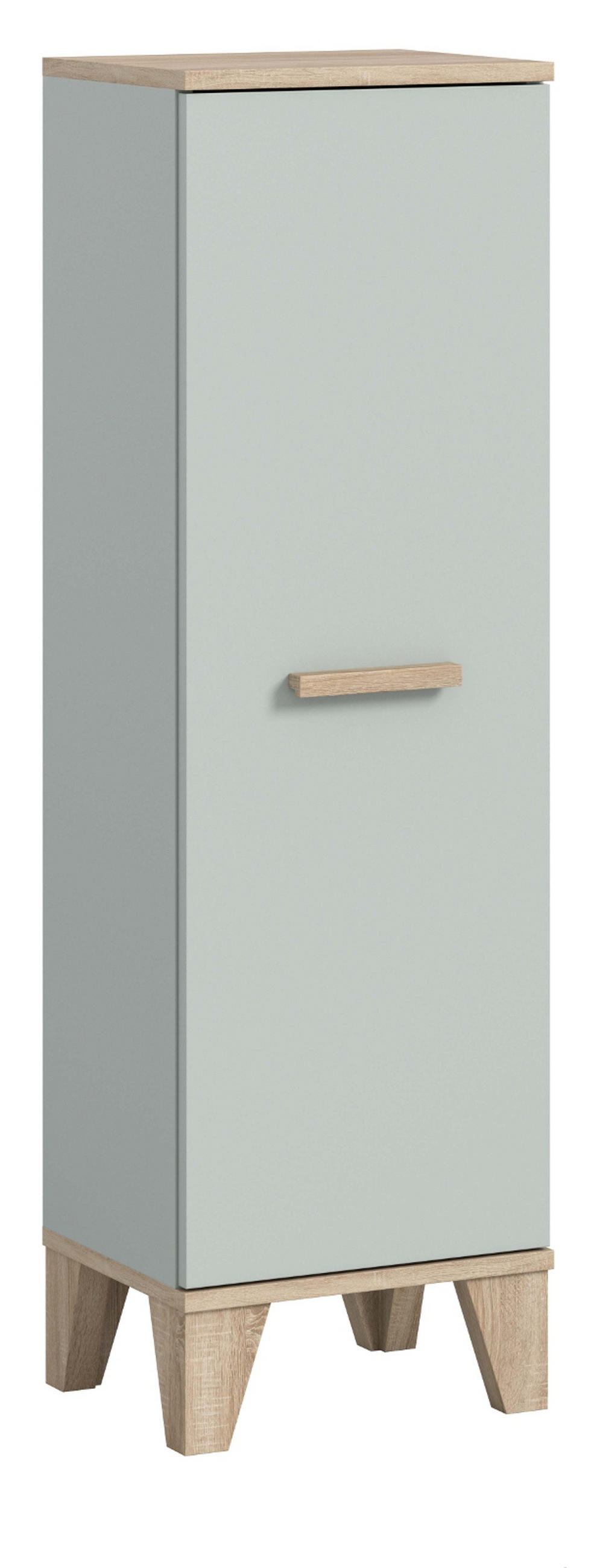 MIDISCHRANK grün, Eiche 34 x 116 cm, Bad Kommode skandinavisches Design - Eichefarben/Grün, Holzwerkstoff (34/116/31cm) - Inn.Furn