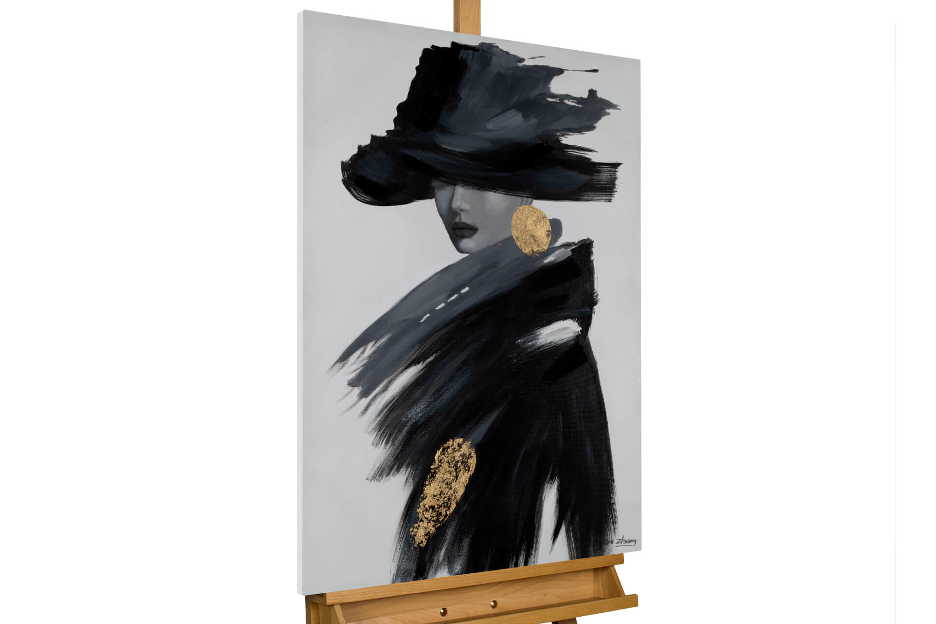 ACRYLBILD HANDGEMALT 60/90 cm - Schwarz, Holz/Textil (60/90cm) - KUNSTLOFT