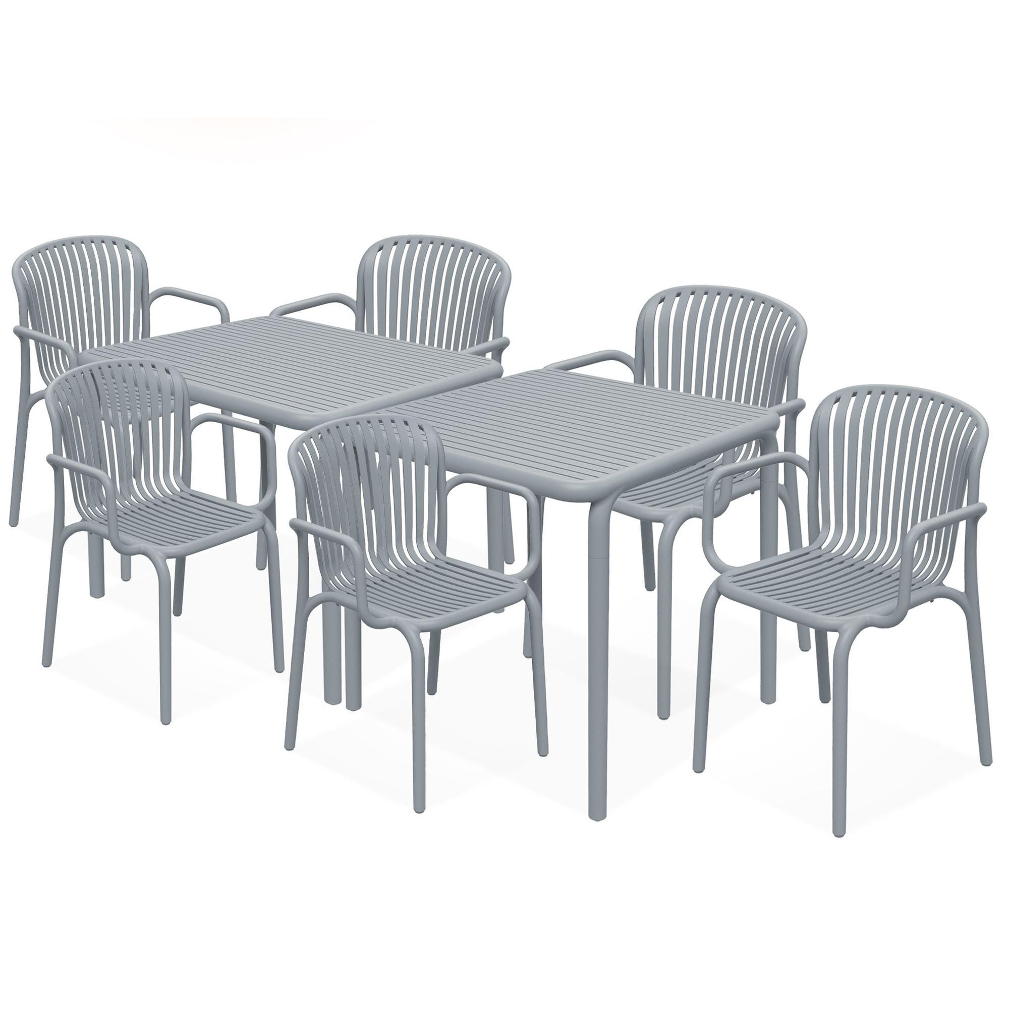 GARTEN ESSGRUPPE FICCARI, Gartenmöbel-Set 8-tlg, Grau - Grau, Kunststoff - KONSIMO®