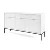 SIDEBOARD Eternas 3T 3S Weiß 154/83/39 cm – schwarze Füße, mit geriffelten Fronten - Schwarz/Weiß, Holzwerkstoff (154/83/39cm) - AX Living
