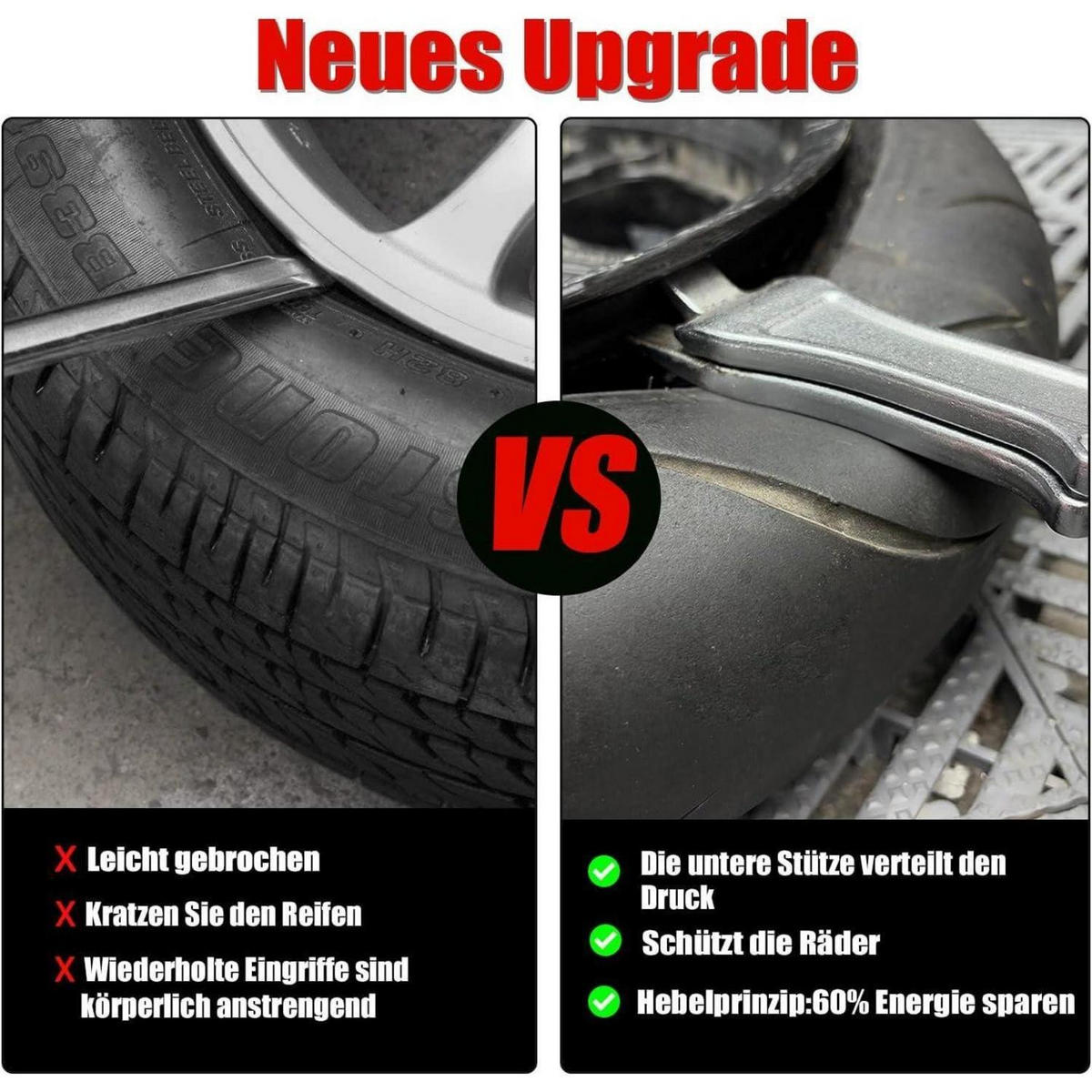 REIFEN-MONTIEREISEN-SATZ 2 Stück 40 cm Stahl - Silberfarben, Metall (4.5/3.5/40.5cm)
