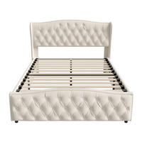 POLSTERBETT Wave-Design 160/200 cm mit Bettkasten & Nietendekor Samtstoff Beige - Beige, Textil (160/200cm) - Creahappy