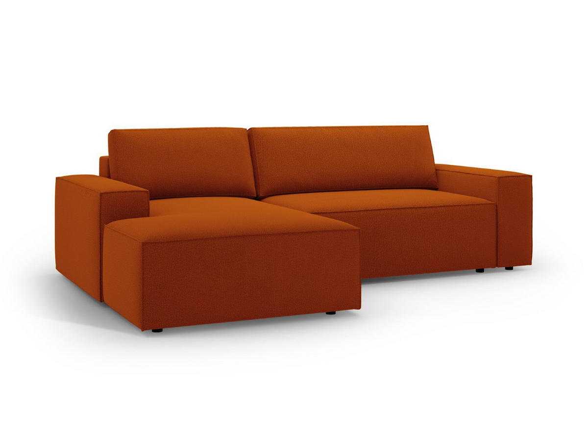 AUSKLAPPBARES-ECKSOFA links mit Container Jodie aus strukturiertem Stoff terrakotta 3 Sitzplätze - Terracotta, Textil (246/151cm) - Micadoni