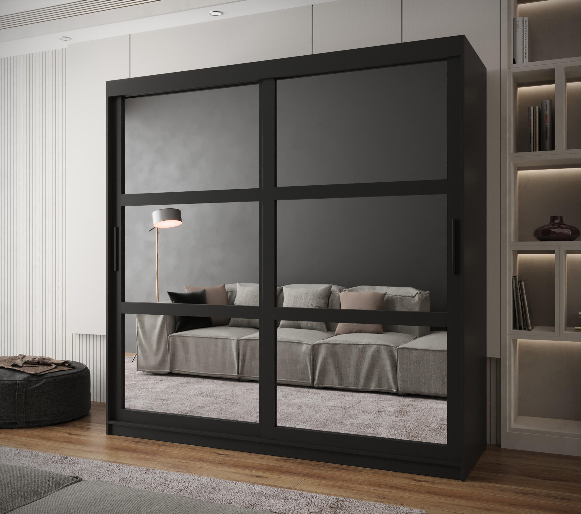 SCHWEBETÜRENSCHRANK 200/200/62 2-türig - Schwarz, Holz/Kunststoff (200/200/62cm) - MÖBEL KRYSPOL