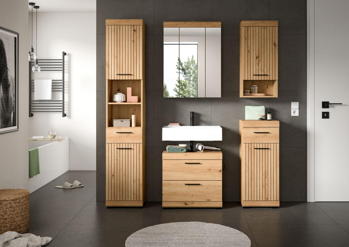 BADEZIMMER Vento 5-tlg. (B/H/T: ca. 164/191/34 cm) in Artisan Eiche /Artisan Eiche - Eiche Artisan, Holz (164/191/34cm)