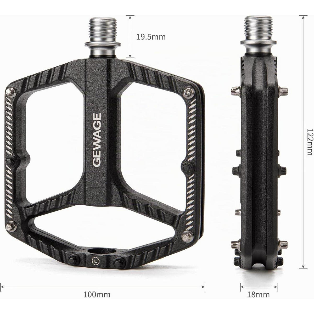 FAHRRADPEDALE MTB Aluminiumdruckguss mit 16 Pins Schwarz - Schwarz, Metall (11/1.5/11.5cm)