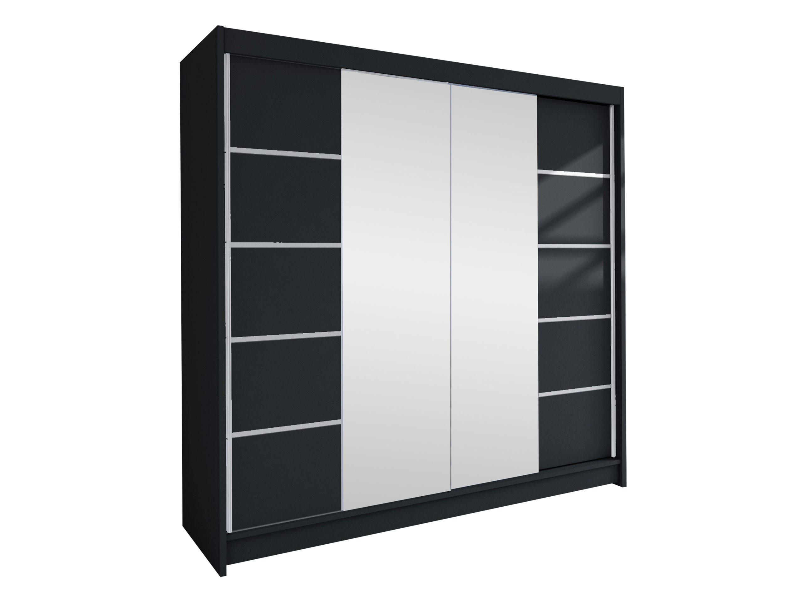 SCHWEBETÜRENSCHRANK Talin V - Silberfarben/Schwarz, Holzwerkstoff/Metall (180/215/58cm) - MIRJAN24