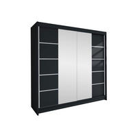 SCHWEBETÜRENSCHRANK Talin V - Silberfarben/Schwarz, Holzwerkstoff/Metall (180/215/58cm) - MIRJAN24