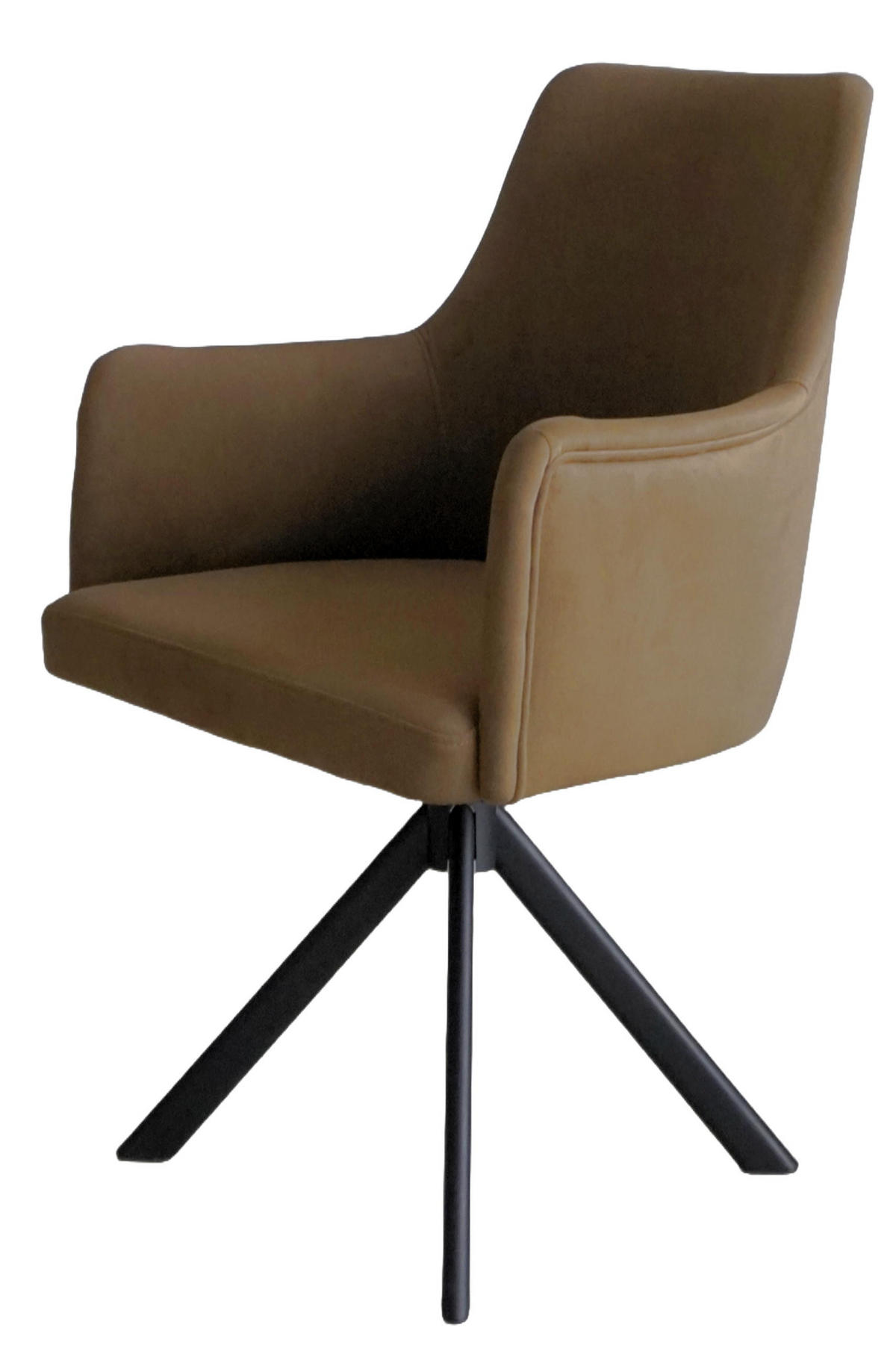 ARMLEHNENSTUHL Sello oliv mit S-Fuß drehbar - Schwarz/Olivgrün, Textil/Metall (55/90/58cm) - INKA furniture