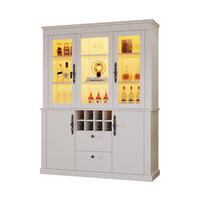 VITRINE LED 130cm 4 Türen 2 Schubladen Weinregal Weiß - Weiß, Glas (130/170.5/37.5cm) - FLIEKS