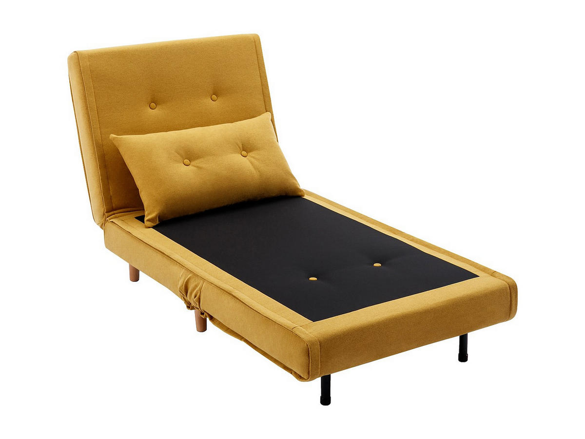 SESSEL mit Schlaffunktion - Stoff - Senfgelb - URIBIA - Gelb, Textil (77.5/81/91cm) - Vente-Unique