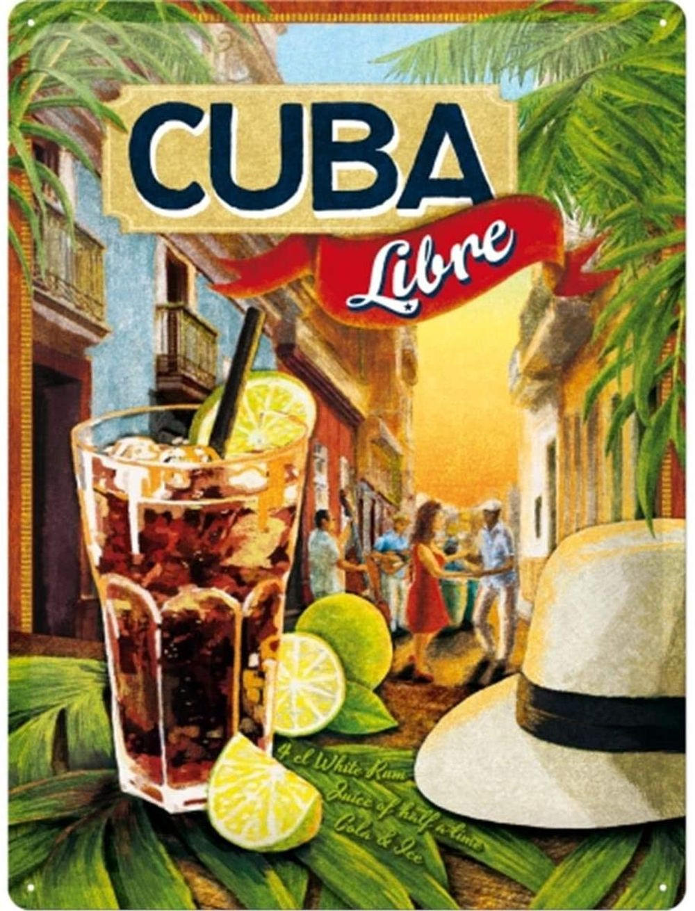 BLECHSCHILD 30/40 cm Open Bar Cuba Libre - Multicolor, Metall (30/40/0.2cm) - Nostalgic-Art